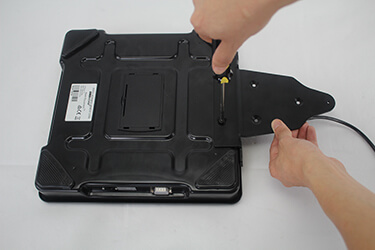 Screw Black Metal Support to Scale