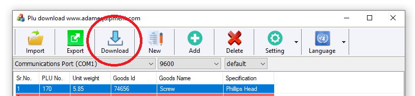 Click download to download your plu settings